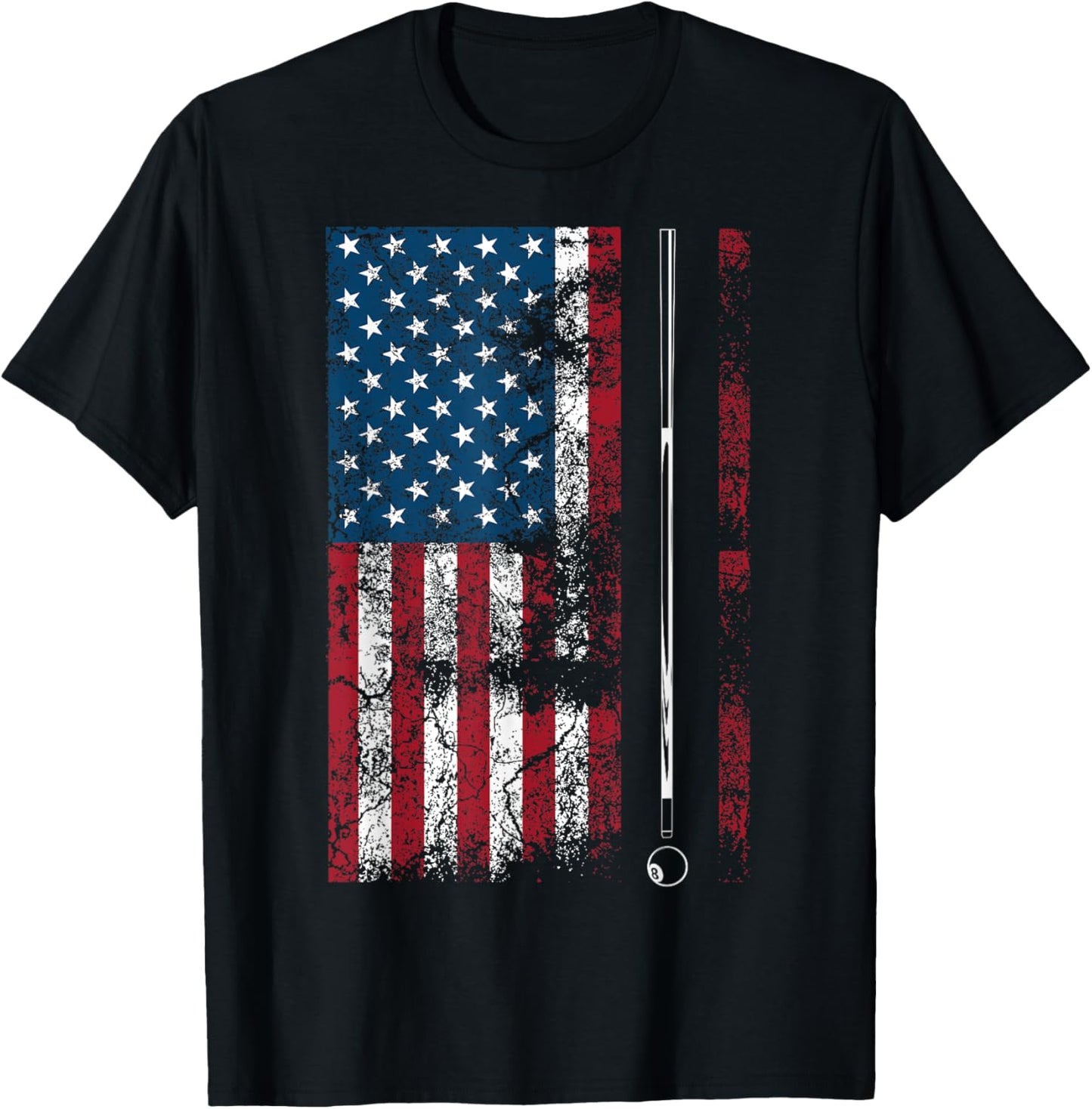 American Flag Billiard Stick Cute Table Game Funny USA Gift T-Shirt