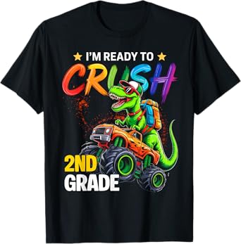 I'm Ready To Crush 2nd Grade Monster Truck Dinosaur Boys T-Shirt