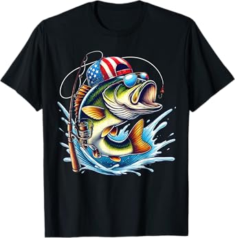 American Flag Fishing Lovers Fisherman Funny Fishing USA T-Shirt