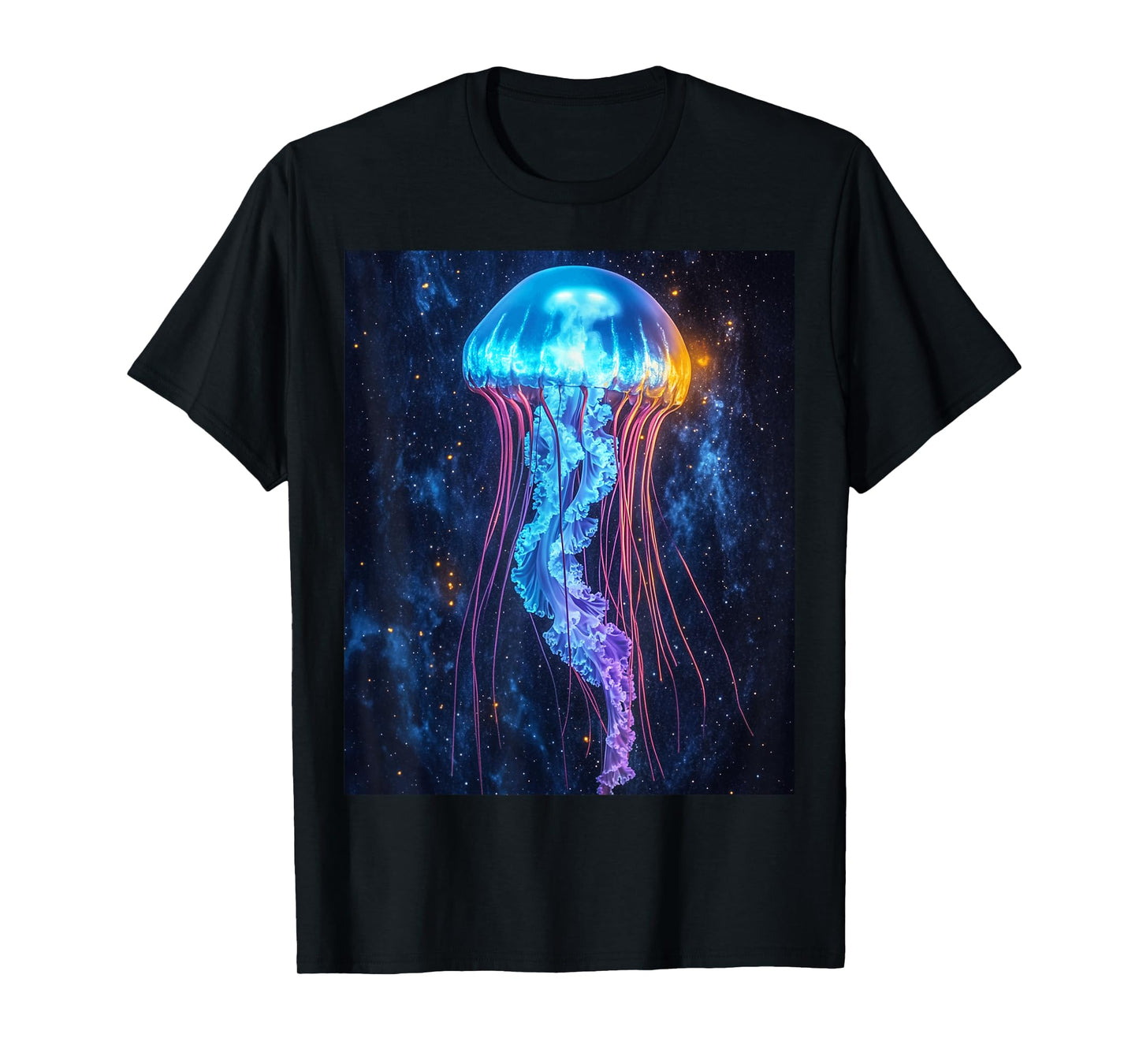 Cosmic Jellyfish Bioluminescent Art T-Shirt