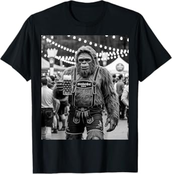 German Bigfoot Sasquatch Lederhosen Funny Oktoberfest 2025 T-Shirt