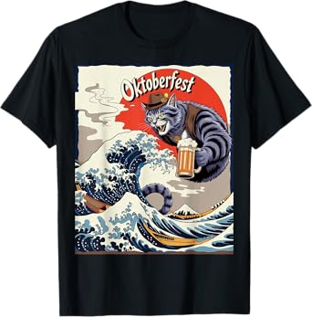 German Cat Lederhosen Funny Oktoberfest 2025 T-Shirt