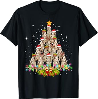 Wolfs Tree Christmas Sweater Xmas Pet Animal Wolf Lover Gift T-Shirt