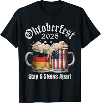 Oktoberfest 2025 6 Stein Apart Beer October Funny Drinking T-Shirt