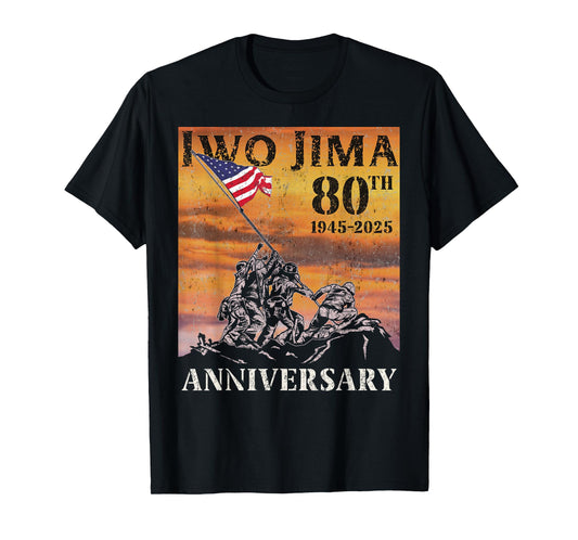 Iwo Jima 80th Anniversary WWII Veteran US Flag 4th of July T-Shirt