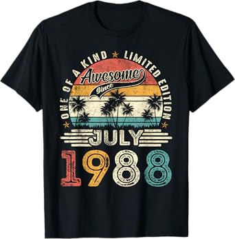 Awesome since July 1988 37 Years Old 37th Birthday Men Women T-Shirt