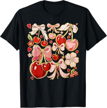 Coquette Bow Cherry Summer Vacation Hawaii Beach Family T-Shirt