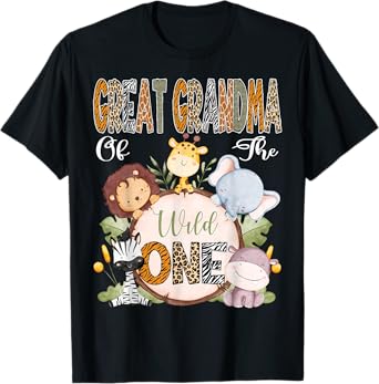 Great Grandma Of The Wild One 1St Birthday Safari Woodland T-Shirt