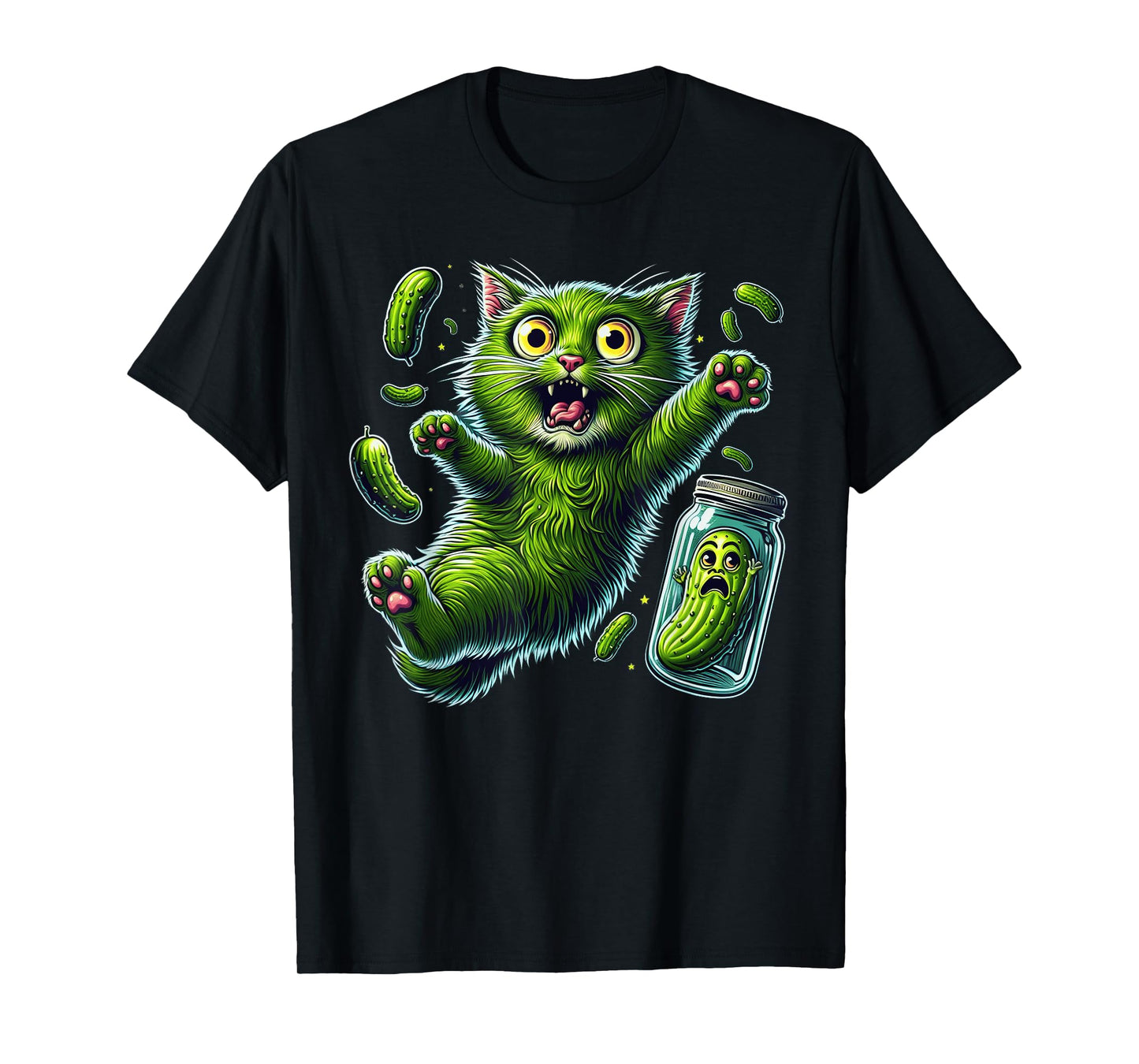 Funny Kittens vs Gherkin Pickle Cat Mom Lady T-Shirt