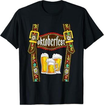 Lederhosen Suspenders Oktoberfest Bavarian Munich Beer Mens T-Shirt