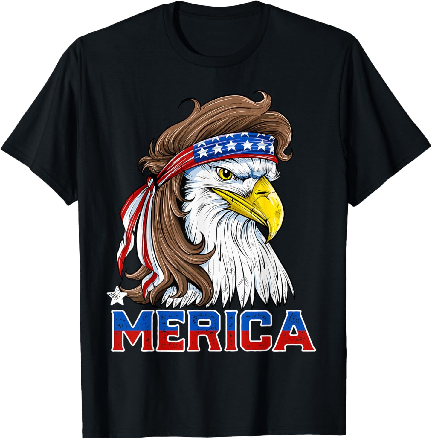 Merica Eagle Mullet 4th of July Men Women American Flag USA T-Shirt