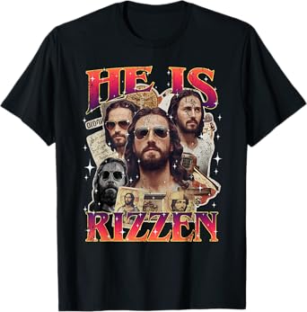 Funny Christian Easter Day Religious Cross He Is Rizzen T-Shirt
