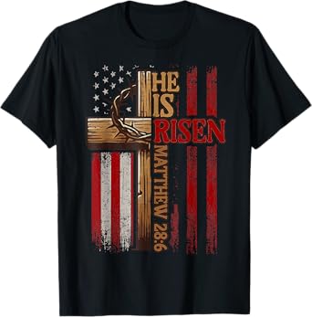 Easter Cross He Is Risen Jesus Christian Men Women Kid Youth T-Shirt