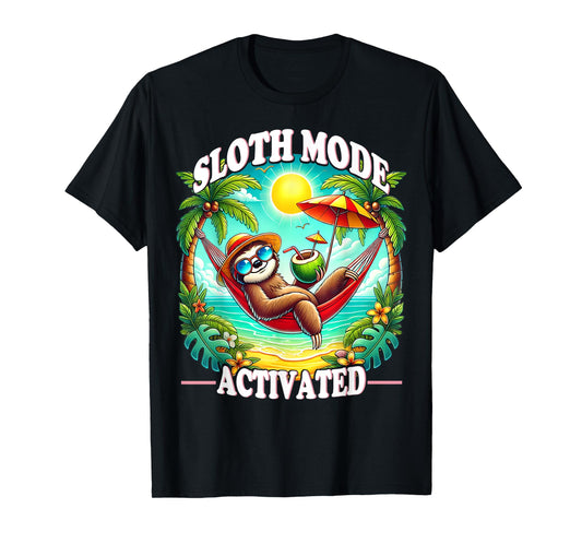 Chill Mode Activated Sloth Hammock Beach Sunset Summer Vibes T-Shirt