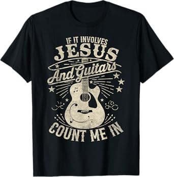 If It Involves Jesus And Guitars Vintage Christian Music T-Shirt