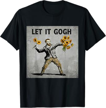 Funny Let It Gogh Vincent Van Gogh Starry Night Distressed T-Shirt