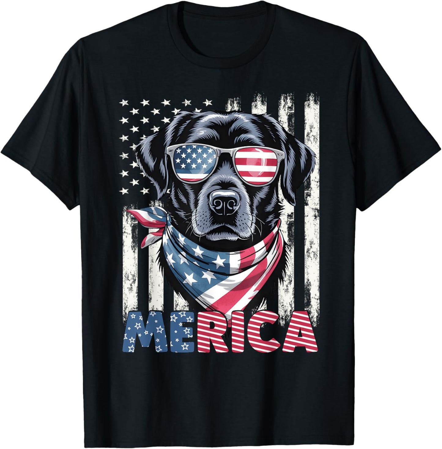 Labrador Retriever USA Flag Merica Patriotic Dog 4th July T-Shirt