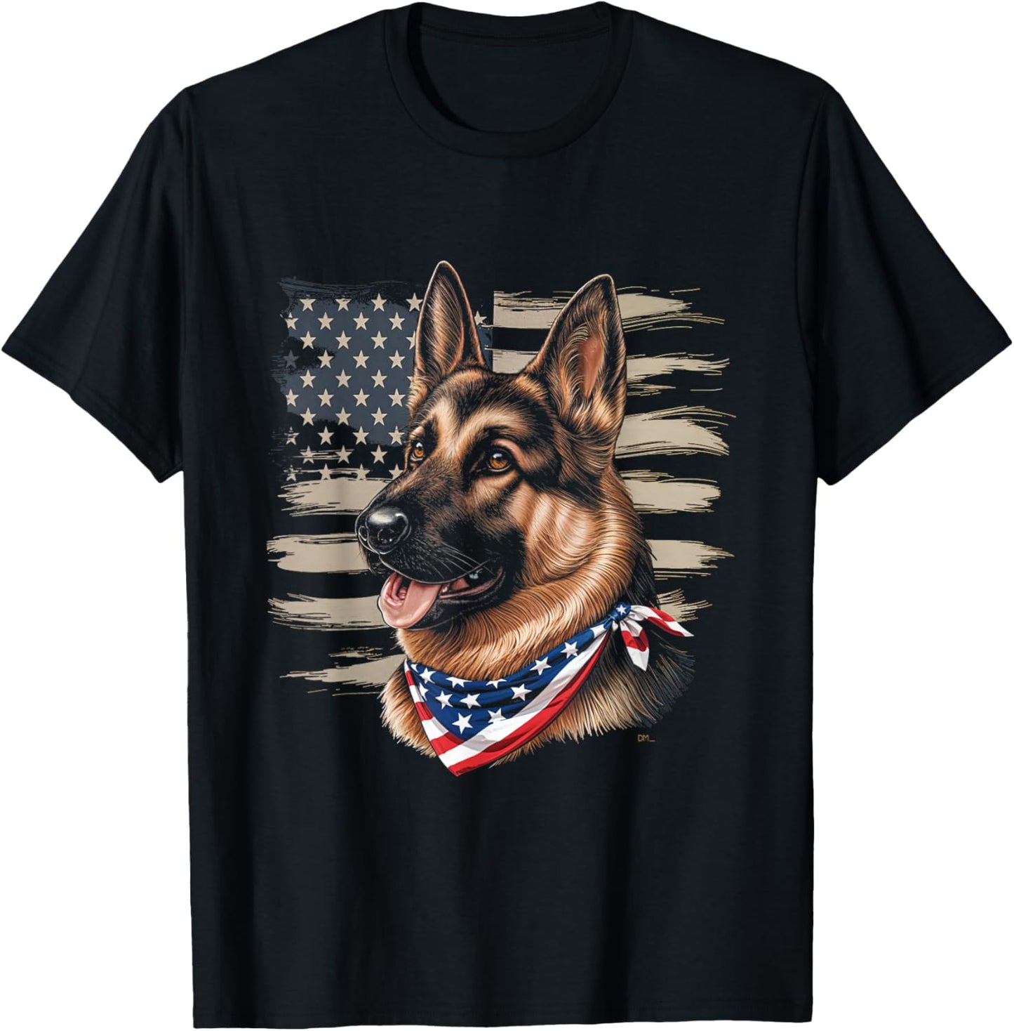 German Shepherd American Flag Dog Patriotic Pet T-Shirt