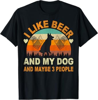 I Like Beer and My Dog And Maybe 3 People Funny Vintage T-Shirt for Men Women