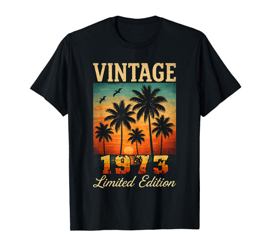 Vintage 1973 Limited Edition Sunset Palm Trees 52th Birthday T-Shirt