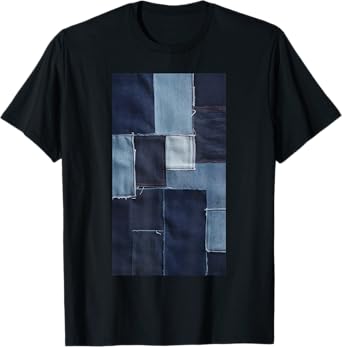 Jeans Denim Fans Patchwork Pattern T-Shirt