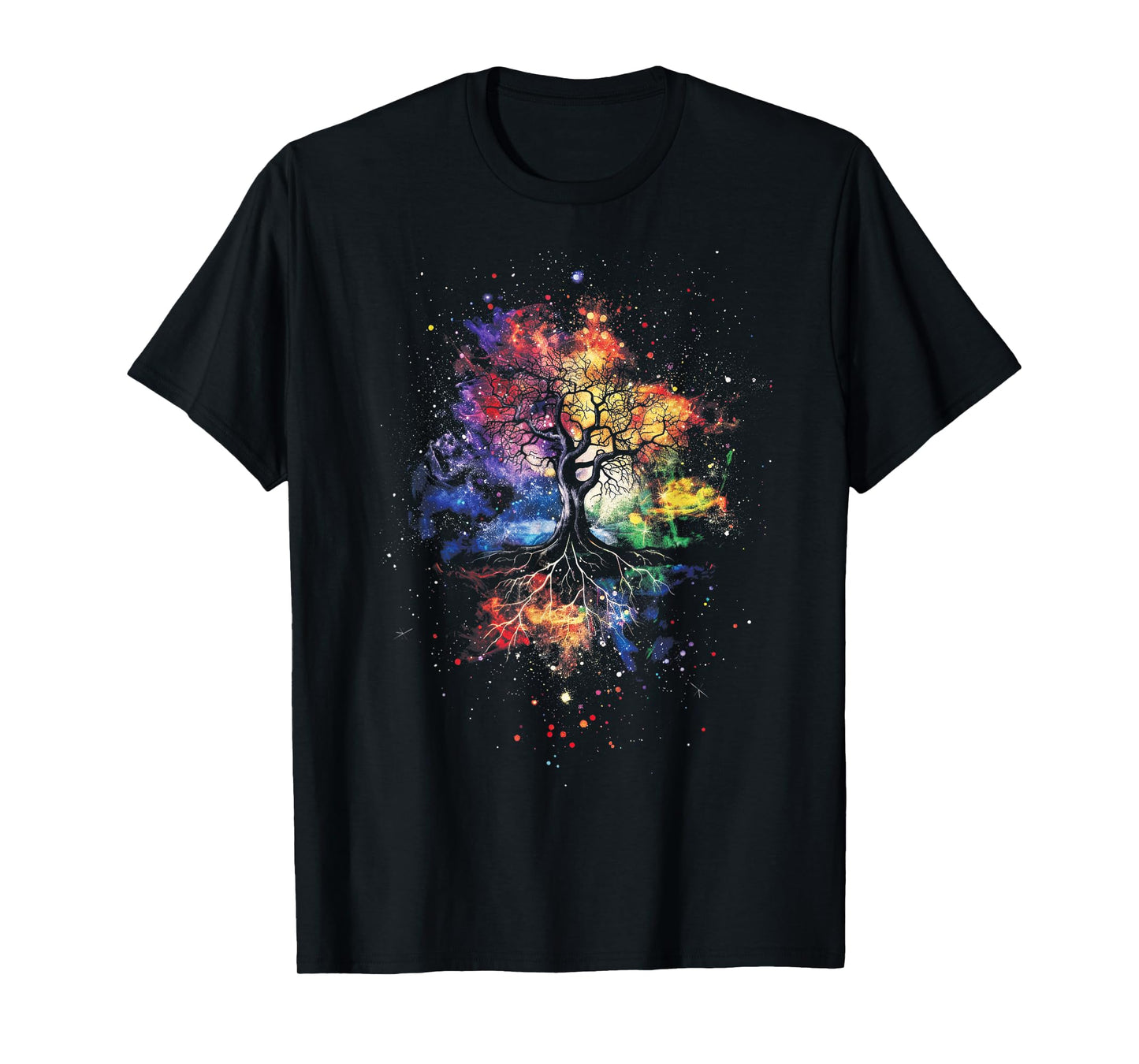 Tree Life Fantasy Mystical Nature Spiritual Unisex-Adults T-Shirt, Black, Small, Short Sleeve, Graphic, All Seasons, Pull On, 1 Count, Artistic Design, Lightweight Comfort