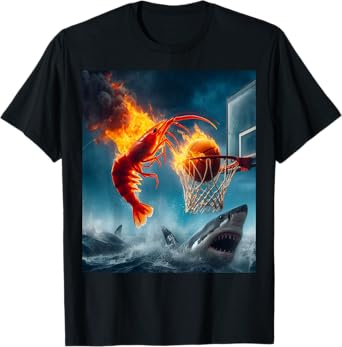 Shrimp Dunking on Shark Funny Fishing Meme T-Shirt