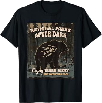 National Park After Dark t-shirt - Unisex Adults - Black - Small - Short Sleeve - T-Shirt - Casual - Camping - Humor Lovers