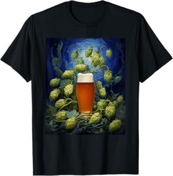 Aesthetic Vangogh Style Starry Night Hop Beer T-Shirt