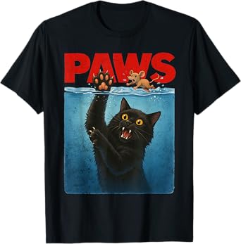 PAWS Parody Cat Mouse Humorous Cat Chasing Mouse Kitten Men Women Kids T-Shirt