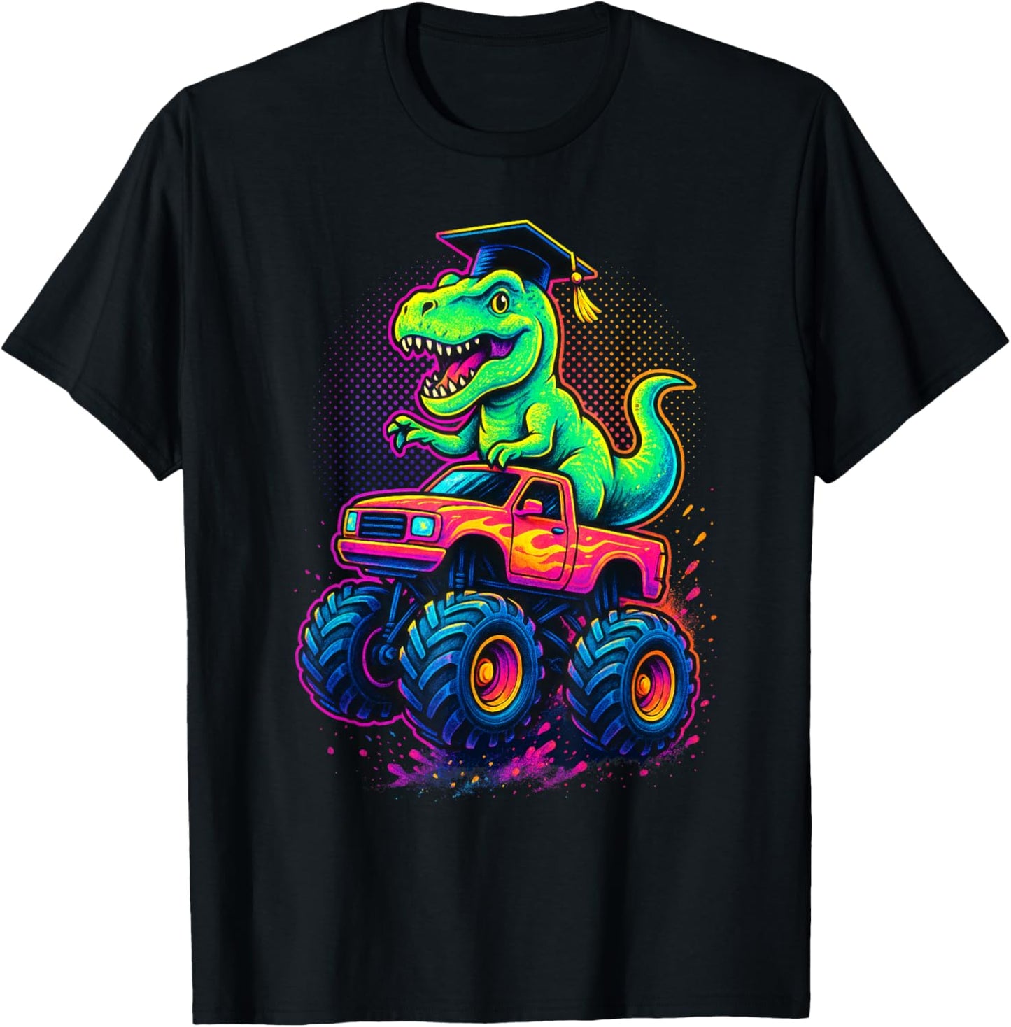 T Rex Dinosaur Riding Monster Truck Kindergarten Graduation T-Shirt
