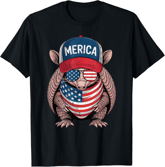 Armadillo 4th Of July Us American Flag Patriotic T-shirt