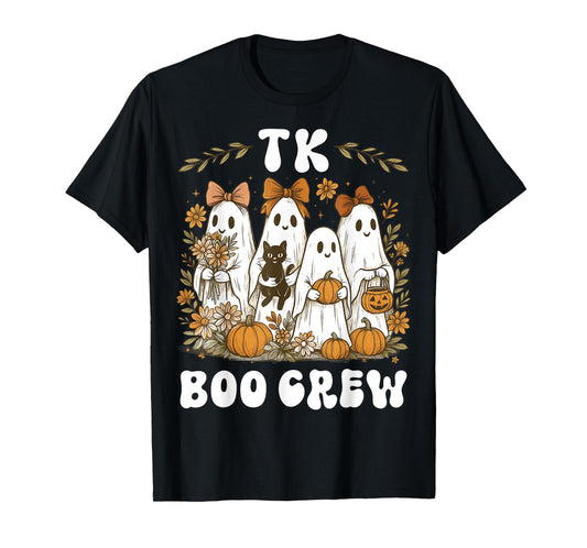 Boo Crew TK Teacher Halloween Ghost Girly Coquette Bow Women T-Shirt