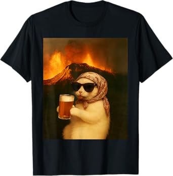 Funny Cat Drinking Beer Meme Chill Cat Halloween Costume T-Shirt