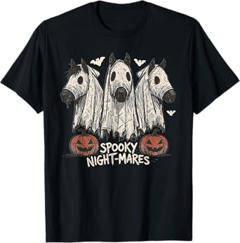 Spooky Night-Mares Halloween Horse Ghost Funny Spooky Season T-Shirt