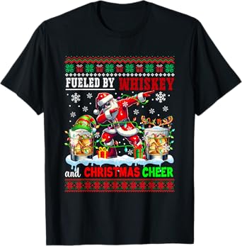 Fueled by Whiskey and Xmas Cheer Sweater Drinker Santa T-Shirt