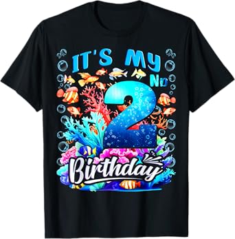 It's My 2nd Birthday Boy Sea Fish Ocean Animals Aquarium T-Shirt