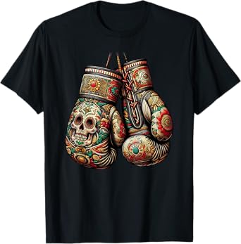 Mexican Vintage Style Boxing Gloves Aztec Mayan Fighter T-Shirt