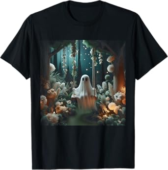 Cottagecore Ghost Swing Floral Aesthetic Halloween Spooky T-Shirt