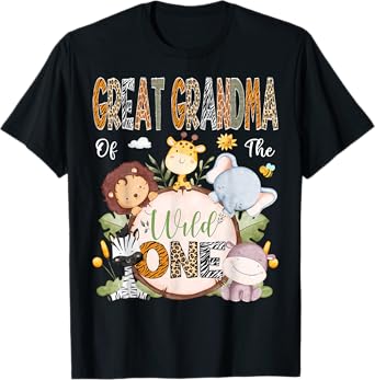 Great Grandma Of The Wild One 1St Birthday Safari Animals T-Shirt