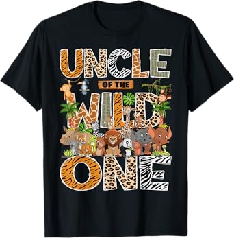 Uncle Of The Wild One Safari Zoo Animal 1St Birthday T-Shirt