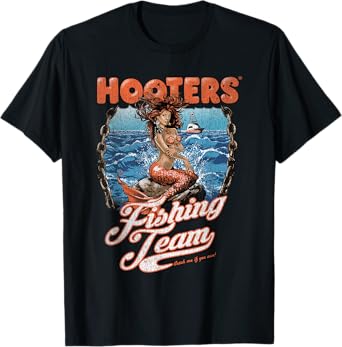 Hooters Fishing Team Sexy Mermaid On Waves T-Shirt