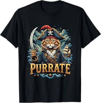 Adventure Memes Cat Pirates Cat Purrate Cat Kitty Lover T-Shirt