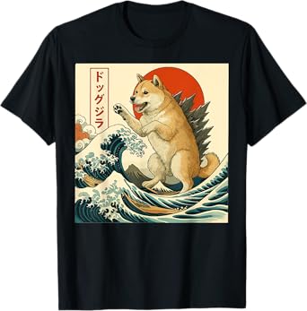 Dogzilla Dog Japanese Art Funny Dog Gifts Men Women Kids T-Shirt
