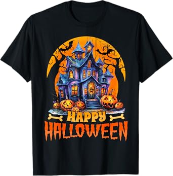 Happy Halloween Haunted House Halloween Costumes Women Men T-Shirt