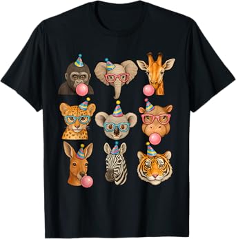 Zoo Animals Wildlife Safari Jungle Birthday Party Boys Girls T-Shirt