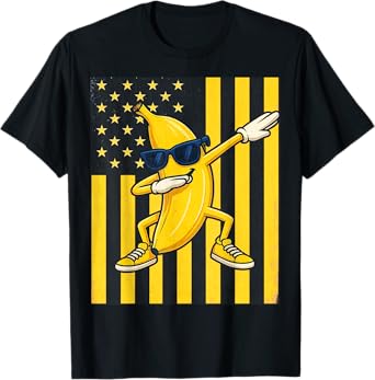 Cool Banana Vintage American Flag Dabbing Banana Lover Funny T-Shirt