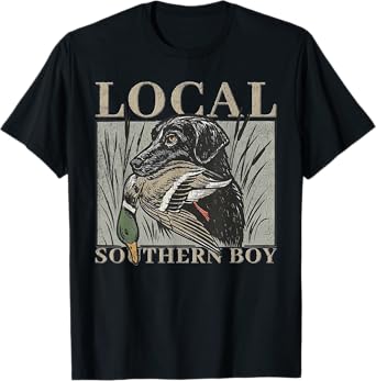 Local Southern Boy Duck Hunting Black Lab Outdoor Vintage T-Shirt