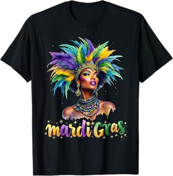 Mardi Gras 2025 Black Woman Kids Girls Boys Men Women T-Shirt