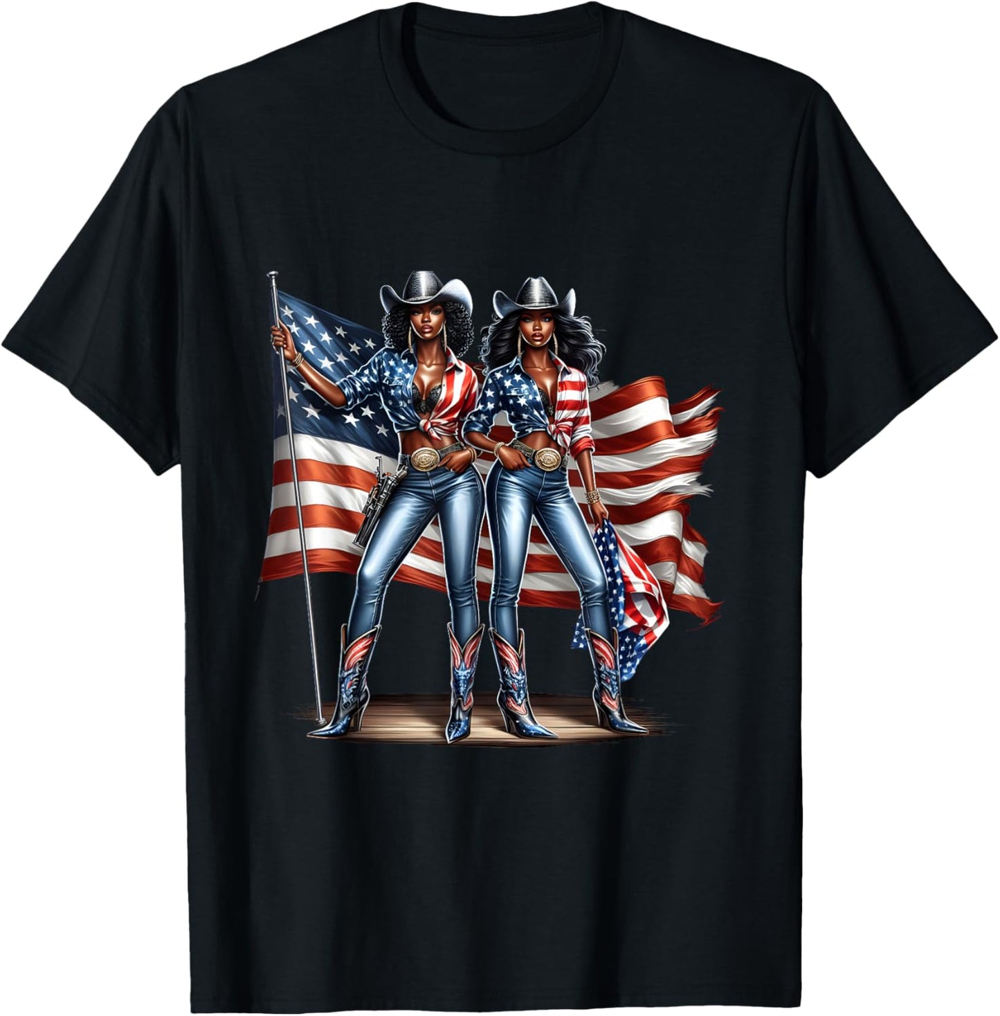 Boots On The Ground Western Southern Cowgirl 4th of July T-Shirt